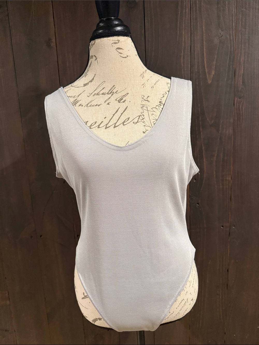Boohoo Plus Light Gray Scoop Neck Bodysuit